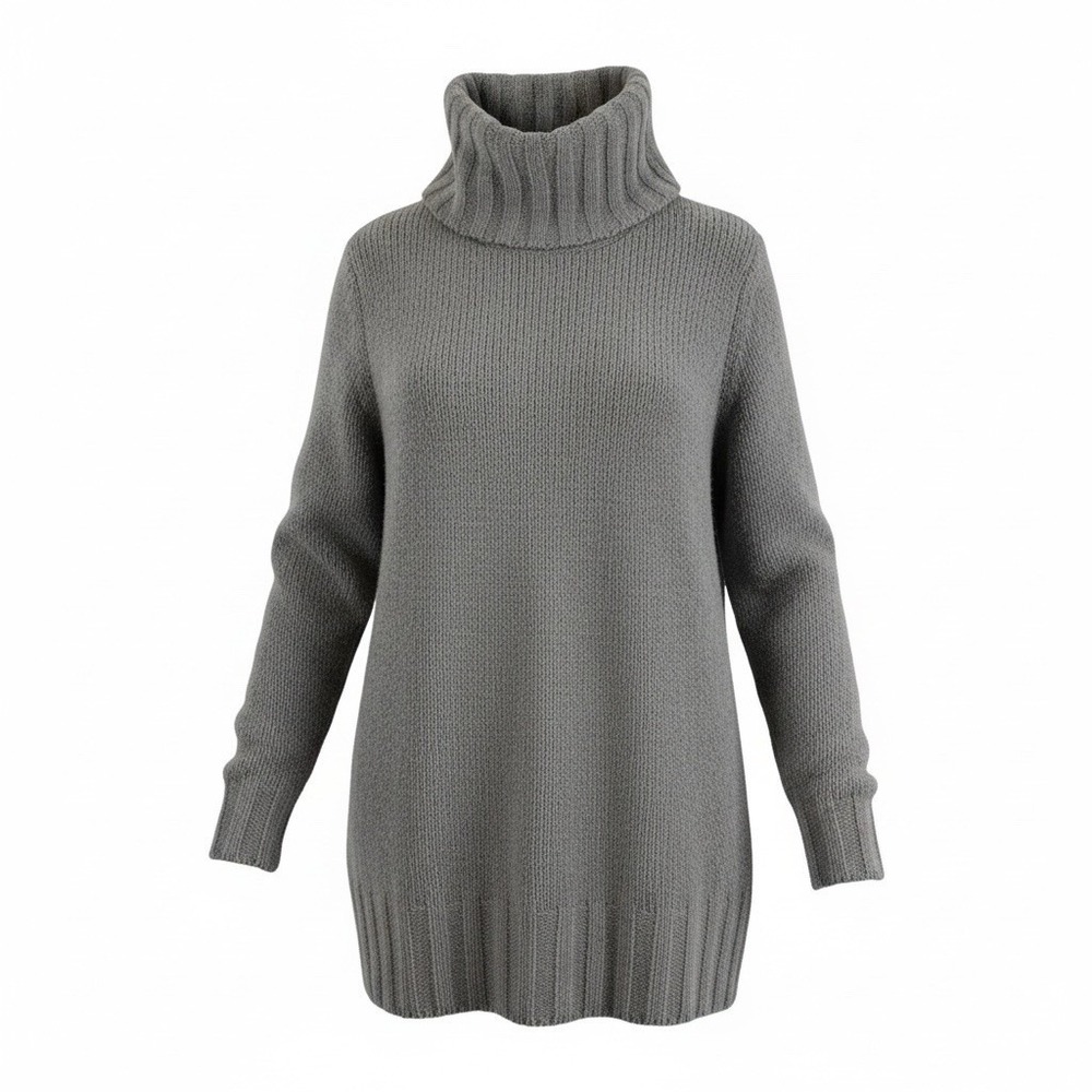 MERONA Turtleneck Sweater Women Size Large Gray Hi-Cowl Long Sleeve Pull-Over